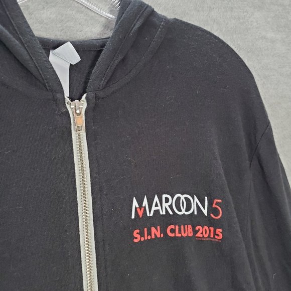 Maroon 5 Women Sweatshirt Medium Black Hoodie Logo S.I.N‎ Club 2015 Graphic - Picture 2 of 7